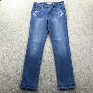 LEVIS Womens Size 31 Embroidered Floral Mid‎ Rise Medium Wash Denim Skinny Jeans
